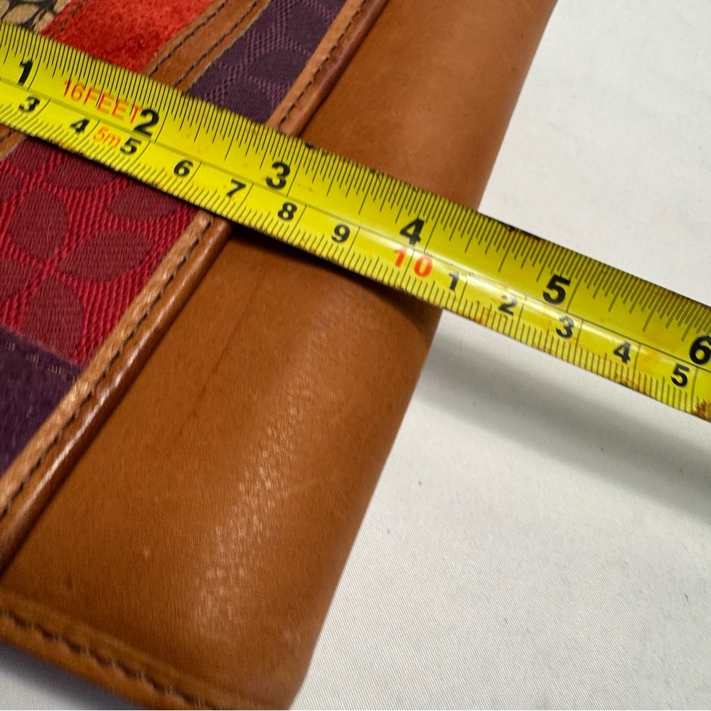 Fossil Genuine Leather Wallet Multicolor Trifold Riley Patchwork Clutch - Picture 8 of 9